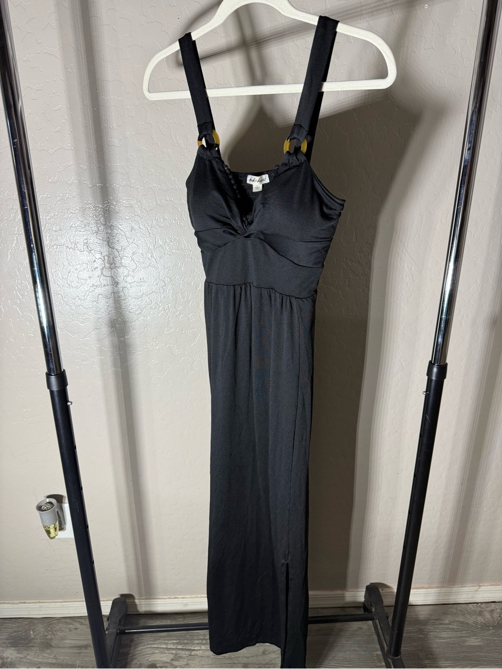 Derek Heart Black Maxi Dress with Ring-Accent Straps